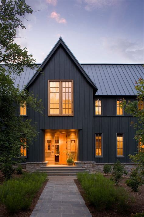 black metal roof grey house|gray homes with black roofs.